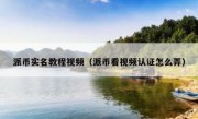 派币实名教程视频（派币看视频认证怎么弄）