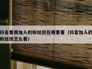 抖音里我加入的粉丝团在哪里看（抖音加入的粉丝团怎么看）