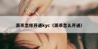 派币怎样开通kyc（派币怎么开通）