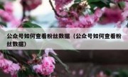 公众号如何查看粉丝数据（公众号如何查看粉丝数据）