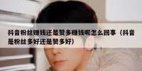 抖音粉丝赚钱还是赞多赚钱呢怎么回事（抖音是粉丝多好还是赞多好）