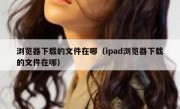 浏览器下载的文件在哪（ipad浏览器下载的文件在哪）