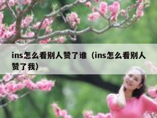ins怎么看别人赞了谁（ins怎么看别人赞了我）