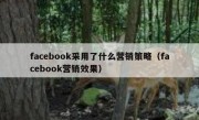 facebook采用了什么营销策略（facebook营销效果）