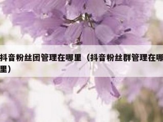 抖音粉丝团管理在哪里（抖音粉丝群管理在哪里）