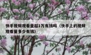 快手视频观看量超1万有钱吗（快手上的视频观看量多少有钱）