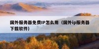 国外服务器免费IP怎么用（国外ip服务器下载软件）