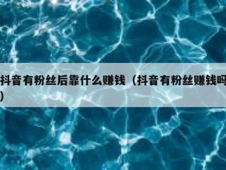 抖音有粉丝后靠什么赚钱（抖音有粉丝赚钱吗）