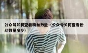 公众号如何查看粉丝数量（公众号如何查看粉丝数量多少）