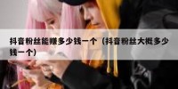 抖音粉丝能赚多少钱一个（抖音粉丝大概多少钱一个）