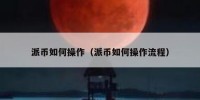 派币如何操作（派币如何操作流程）