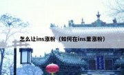 怎么让ins涨粉（如何在ins里涨粉）