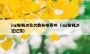 ins视频浏览次数在哪看啊（ins视频浏览记录）