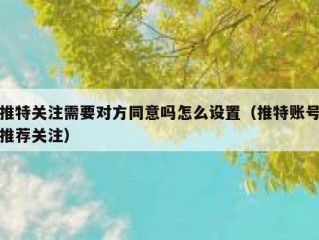 推特关注需要对方同意吗怎么设置（推特账号推荐关注）