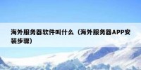 海外服务器软件叫什么（海外服务器APP安装步骤）