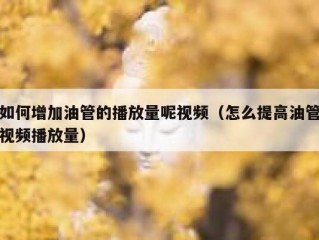 如何增加油管的播放量呢视频（怎么提高油管视频播放量）