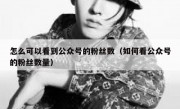 怎么可以看到公众号的粉丝数（如何看公众号的粉丝数量）