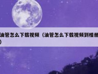 油管怎么下载视频（油管怎么下载视频到相册）