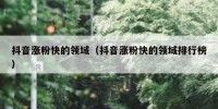 抖音涨粉快的领域（抖音涨粉快的领域排行榜）