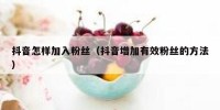 抖音怎样加入粉丝（抖音增加有效粉丝的方法）
