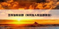 怎样加粉丝群（如何加入粉丝群微信）