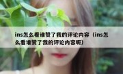 ins怎么看谁赞了我的评论内容（ins怎么看谁赞了我的评论内容呢）