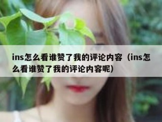 ins怎么看谁赞了我的评论内容（ins怎么看谁赞了我的评论内容呢）