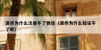 派币为什么注册不了微信（派币为什么验证不了呢）