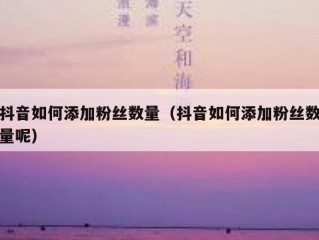 抖音如何添加粉丝数量（抖音如何添加粉丝数量呢）