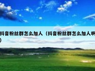 抖音粉丝群怎么加人（抖音粉丝群怎么加人啊）