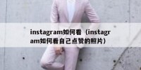 instagram如何看（instagram如何看自己点赞的照片）