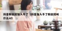 抖音粉丝团加入不了（抖音加入不了粉丝团叫什么id）