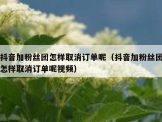 抖音加粉丝团怎样取消订单呢（抖音加粉丝团怎样取消订单呢视频）