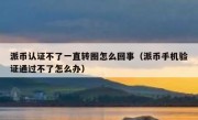 派币认证不了一直转圈怎么回事（派币手机验证通过不了怎么办）
