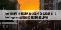 ins视频可以看到访客记录吗怎么设置的（instagram的视频能看到谁看过吗）