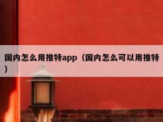 国内怎么用推特app（国内怎么可以用推特）