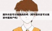 国外抖音可以搜国内的吗（海外版抖音可以搜到中国用户吗）