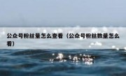 公众号粉丝量怎么查看（公众号粉丝数量怎么看）