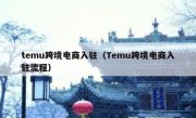 temu跨境电商入驻（Temu跨境电商入驻流程）