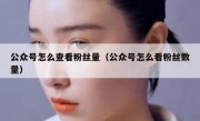 公众号怎么查看粉丝量（公众号怎么看粉丝数量）