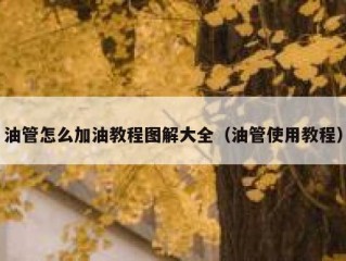油管怎么加油教程图解大全（油管使用教程）