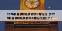 2020抖音涨粉最快的账号排行榜（2020抖音涨粉最快的账号排行榜是什么）