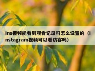 ins视频能看到观看记录吗怎么设置的（instagram视频可以看访客吗）