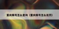 重庆限号怎么查询（重庆限号怎么处罚）