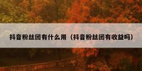 抖音粉丝团有什么用（抖音粉丝团有收益吗）