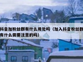 抖音加粉丝群有什么用处吗（加入抖音粉丝群有什么需要注意的吗）