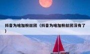 抖音为啥加粉丝团（抖音为啥加粉丝团没有了）