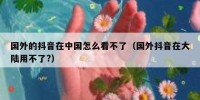国外的抖音在中国怎么看不了（国外抖音在大陆用不了?）