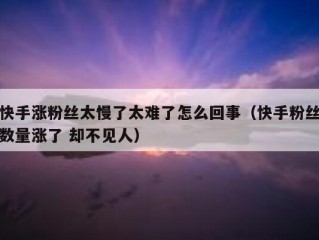 快手涨粉丝太慢了太难了怎么回事（快手粉丝数量涨了 却不见人）