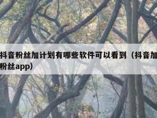 抖音粉丝加计划有哪些软件可以看到（抖音加粉丝app）